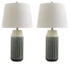 Ashley Furniture L177984 Afener - Ceramic Table Lamp (Set of 2) - Blue / Beige