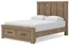 Ashley Furniture PCB2844B4 Oliandon - Queen Panel Storage Bed - Light Brown