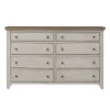 Liberty Furniture 652-BR31 Farmhouse Reimagined - 8 Drawer Dresser - Antique White / Chestnut Tops