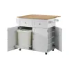 CoasterEssence 900558 Jalen - 3 Door Mobile Kitchen Cart - Natural Brown And White