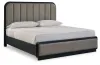 Ashley Furniture B821/31/36/58/94/91(2) Ashley Furniture B821/31/36/58/94/91(2) Rowanbeck - 6 Pc. - Dresser, Mirror, California King Upholstered Panel Bed, 2 Nightstands - Gray / Black