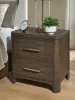 Ashley Furniture PCB843-92 Radkin - Two Drawer Night Stand - Burnished Brown