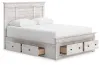 Ashley Furniture PCB1171B10 Ashley Furniture PCB1171B10 Makidern - Queen Panel Storage Bed With 2 Under Bed Storage Units And Storage Footboard - Whitewash