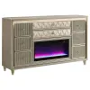 Coaster Fine Furniture 222661Q-S5B Lorient - 5 Piece Queen Bedroom Set With LED Flame Box Dresser - Ivory And Camel