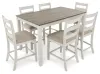 Ashley Furniture D394-423 Skempton - Counter Height Dining Table and Bar Stools (Set of 7) - White / Light Brown