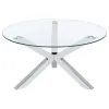 Coaster Fine Furniture 708128 Kenzie - Round Tempered Glass Top Cocktail Coffee Table - Chrome