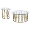 Coaster Fine Furniture 708058-S2 Monett - 2 Piece Coffee And End Table Set - Chocolate Brass