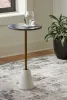 Ashley Furniture A4000540 Caramont - Accent Table with White Base - Black / White / Gold Finish