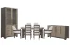 Pulaski Furniture P402230-KIT56 Pulaski Furniture P402230-KIT56 Anderson Park - Round Dining Table With 4 Upholstered Side Chairs, 2 Host Chairs, Sideboard And China Cabinet - Moose Trail / Frontier Brown