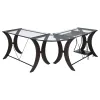 CoasterEssence 800446 Monterey - Glass Top L-Shape Computer Desk - Cappuccino