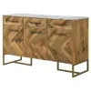 CoasterElevations 951138 Keaton - 3-Door Marble Top Herringbone Accent Cabinet - Natural