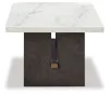 Ashley Furniture T779-1 Burkhaus - Rectangular Cocktail Table - White / Dark Brown