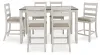 Ashley Furniture D394-423 Skempton - Counter Height Dining Table and Bar Stools (Set of 7) - White / Light Brown