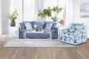 New Classic 23-1270S-2NP Sylvie - 2 Piece Living Room Set (Sofa & Swivel Chair) - Blue And White Print