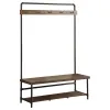 CoasterEssence 902921 Alise - 5 Hook Coat Rack Hall Tree With Shoe Bench - Chestnut
