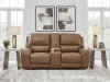 Ashley Furniture PCU6260618 DeepWakes - Power Reclining Loveseat / Console / Adjustable Headrest - Caramel