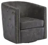 Ashley Furniture A3000202 Brentlow - Swivel Accent Chair - Distressed Black