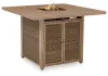 Ashley Furniture P749-665 Walton Bridge - Square Bar Table W/Fire Pit - Driftwood