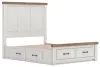 Ashley Furniture B4615B16 Savonport - Queen Panel Storage Bed With Storage Footboard And 2 Under Bed Storage Units - White / Brown