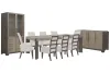 Pulaski Furniture P402240-KIT44 Pulaski Furniture P402240-KIT44 Anderson Park - Leg Dining Table With 8 Upholstered Arm Chairs, Sideboard And China Cabinet - Moose Trail / Frontier Brown