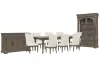 Pulaski Furniture P413240-KIT27 Pulaski Furniture P413240-KIT27 Madison Ridge - Extendable Leg Dining Table With 8 Host Chairs, Server And China Cabinet - Natural Bark