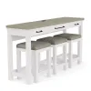 Riverside Furniture 37216 Cora - Workstation (Sofa Table With 3 Stools) - Cloud / Fog