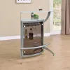 CoasterEssence 100135 Dallas - 2-Shelf Curved Freestanding Home Bar Cabinet - Silver
