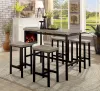 Furniture of America CM3454PT-5PK Vilvoorde - 5 Piece Counter Height Table Set - Gray / Black
