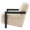 Coaster Fine Furniture 907533 Fitzroy - Faux Fur Upholstered Chair Solid Wood Arms - Latte