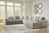Ashley Furniture 58103/64/46(3)/77/17/08 Ashley Furniture 58103/64/46(3)/77/17/08 Avaliyah - 7 Pc. - 6-Piece Sectional With Raf Corner Chaise, Ottoman - Ash