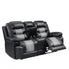 New Classic U7005-25-BKG New Classic U7005-25-BKG Nikko - Console Loveseat With Dual Recliners - Black / Gray