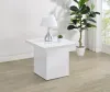 Coaster Fine Furniture 710897 Devar - Square Engineered Wood Side End Table - White High Gloss