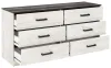 Ashley Furniture EB4121-231 Shawburn - Six Drawer Dresser - Pewter-tone pulls - White / Black / Gray