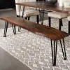 CoasterEssence 193863 Neve - Live Edge Wood Dining Bench Hairpin Legs - Gray Sheesham