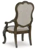 Ashley Furniture D947-01A Maylee - Dining Upholstered Arm Chair (Set of 2) - Dark Brown