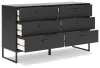 Ashley Furniture EB1865/231/156/112/291(2) Ashley Furniture EB1865/231/156/112/291(2) Socalle - 5 Pc. - Dresser, Full Panel Platform Bed, 2 Nightstands - Black