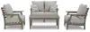 Ashley Furniture P802/835/820/701 Visola - 4 Pc. - Outdoor Loveseat, 2 Lounge Chairs And Coffee Table - Gray