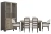 Pulaski Furniture P402230-KIT55 Pulaski Furniture P402230-KIT55 Anderson Park - Round Dining Table With 4 Upholstered Side Chairs, 2 Host Chairs And China Cabinet - Moose Trail / Frontier Brown