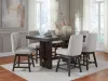 Ashley Furniture D984/32/124(3) Ashley Furniture D984/32/124(3) Burkhaus - 7 Pc. - Rectangular Counter Table, 6 Barstools - Dark Brown