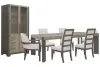 Pulaski Furniture P402240-KIT99 Pulaski Furniture P402240-KIT99 Anderson Park - Leg Dining Table With 4 Upholstered Side Chairs, 2 Host Chairs And China Cabinet - Moose Trail / Frontier Brown