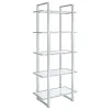 CoasterEssence 805538 Hartford - 5-Shelf Glass Bookshelf - Chrome
