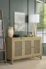 CoasterEssence 953556 Zamora - 3-Door Wood Accent Cabinet With Woven Cane - Natural