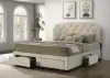 Coaster Fine Furniture 316011KE Marianna - 4-Drawer Upholstered Eastern King Storage Bed - Cream