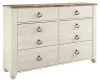 Ashley Furniture B267-31 Willowton - Six Drawer Dresser - Brown / Beige / White