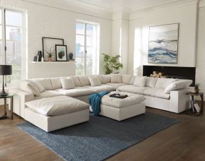 Jackson 4445/31/59/28/8-11 Posh - 8 Piece Modular Sectional With 3 Armless, 3 Corners, 2 Cocktail Ottoman - Porcelain