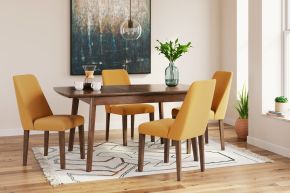 Signature Design by Ashley® D615/35/04(4) Lyncott - 5 Pc. - Butterfly Extension Table, 4 Side Chairs - Brown / Yellow