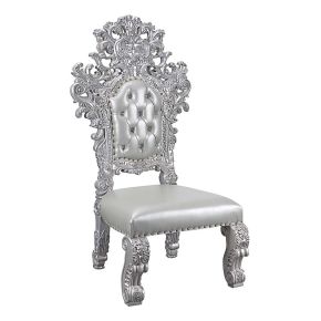 ACME DN00690 Valkyrie - Side Chair (Set of 2) - Synthetic Leather & Antique Platinum