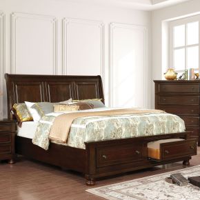 Furniture of America CM7590CH-Q-BED Castor - Queen Bed - Brown Cherry