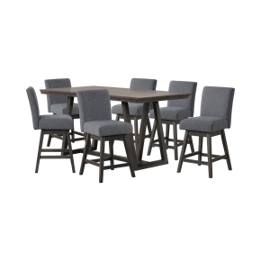 New Classic 45-4125S-DG6C High Line - Counter Table & 6 Swivel Counter Chairs - Gray
