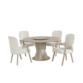 New Classic 40-D4128-D4AC Gwendolyn - Round Dining Table With 4 Arm Chairs - Beige / Natural